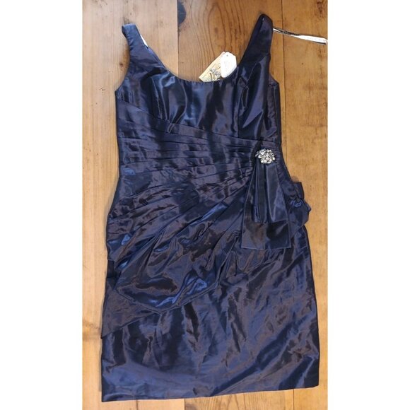 Rina di Montella Womens 14 Navy Blue Semi Formal Cocktail Dress RS-1406-S NWT